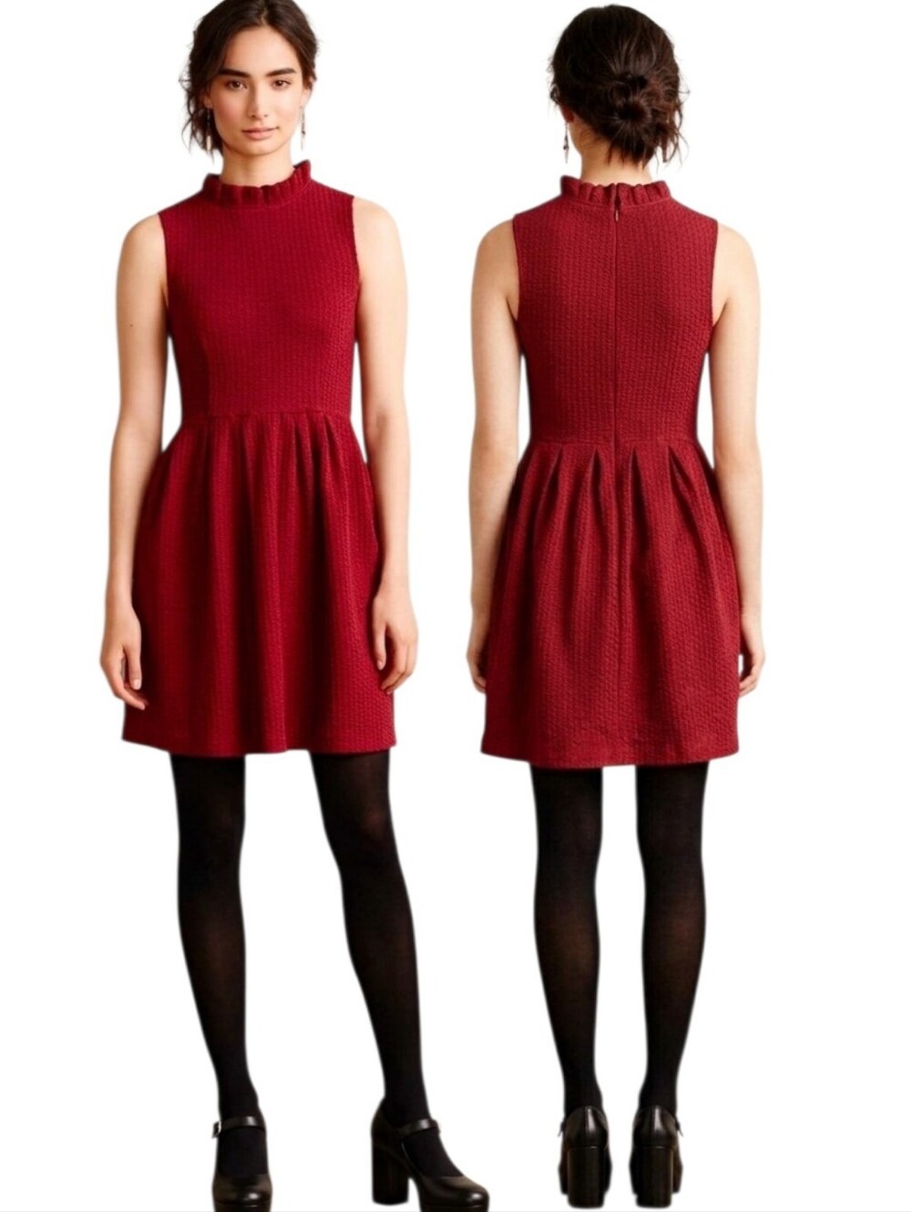 ANTHROPOLOGIE GANNI "Pinnacle" Burgundy Textured Mini Dress - XS